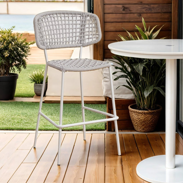 Tuinstoelen - Tuin Barkruk Buiten Wit Leslie Touw - Dimehouse