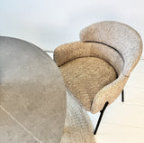 Sedia da sala da pranzo Bouclé Beige - Japandi - forme rotonde - Lola