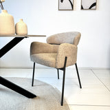Sedia da sala da pranzo Bouclé Beige - Japandi - forme rotonde - Lola