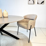 Sedia da sala da pranzo Bouclé Beige - Japandi - forme rotonde - Lola
