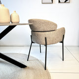 Sedia da sala da pranzo Bouclé Beige - Japandi - forme rotonde - Lola