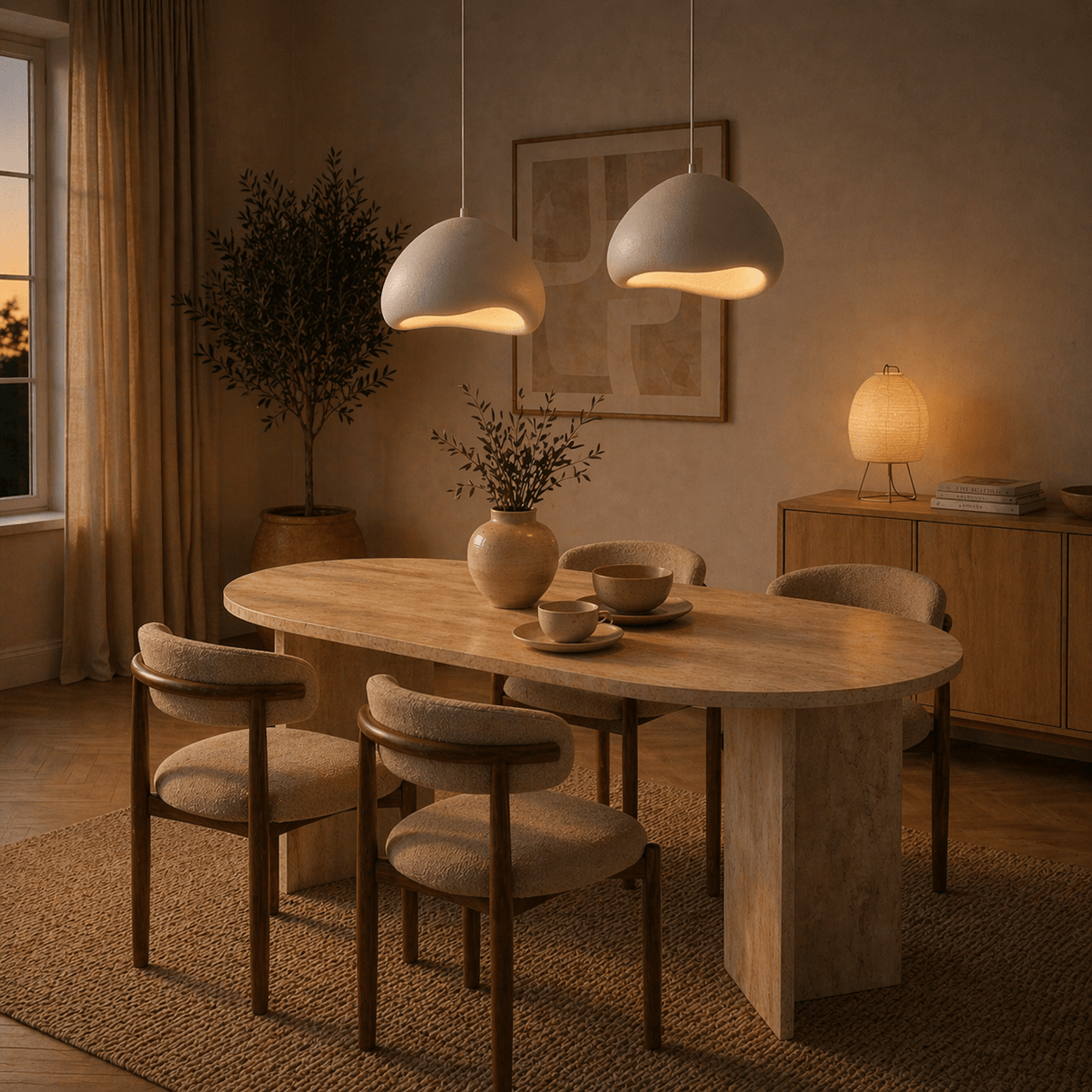 Hanglampen - Luxe Hanglamp Wit Ø50 cm en Ø50 cm – Glasvezel kappen - Eleonora - Dimehouse