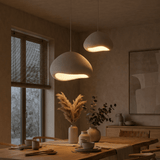 Hanglampen - Luxe Hanglamp Wit Ø50 cm en Ø40 – Glasvezel kappen - Eleonora - Dimehouse