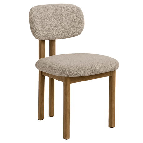 Japandi Sedia da sala da pranzo Miyo Bouclé Colore sabbia - Struttura aspetto rovere