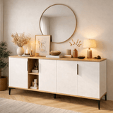 Dressoirs - Modern Dressoir Tarz 150 cm Wit - Eikenlook Melamine - Dimehouse