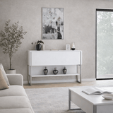 Credenza Moderna Bianca Luxury 120x80x30 - Cornice Argento - Un Vano