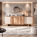 Dressoirs - Modern Dressoir Zand - Walnootlook Melamine Diana 180 cm - Dimehouse