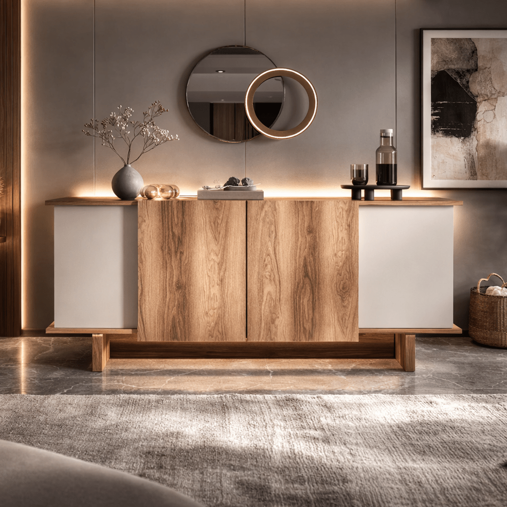 Dressoirs - Modern Dressoir Zand - Walnootlook Melamine Diana 180 cm - Dimehouse