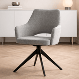Eetkamerstoelen - Moderne Draaibare Eetkamerstoel Grijs Stof Sid - Met Armleuningen - Dimehouse