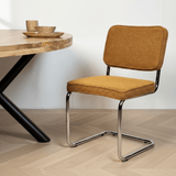 Sedia da pranzo moderna in tessuto Bouclé color rame Sway - Struttura cromata - Senza braccioli
