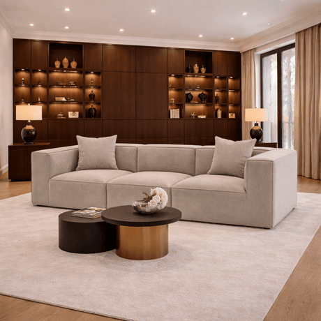 Divano componibile XXL Sora 3 posti largo 325 cm in lino Beige