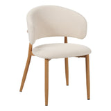 Eetkamerstoelen - Japandi Eetkamerstoel Yuka Beige - Eikenlook Frame - Dimehouse