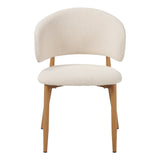 Eetkamerstoelen - Japandi Eetkamerstoel Yuka Beige - Eikenlook Frame - Dimehouse
