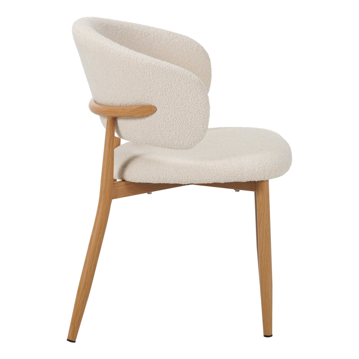 Eetkamerstoelen - Japandi Eetkamerstoel Yuka Beige - Eikenlook Frame - Dimehouse