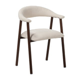 Eetkamerstoelen - Japandi Eetkamerstoel Beige Bouclé Suki - Walnoot Frame - Met Armleuning - Dimehouse