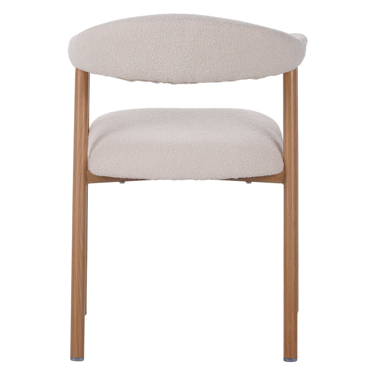 Sedia da sala da pranzo Japandi Beige Bouclé Suki - Struttura effetto rovere - Con braccioli