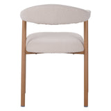 Sedia da sala da pranzo Japandi Beige Bouclé Suki - Struttura effetto rovere - Con braccioli