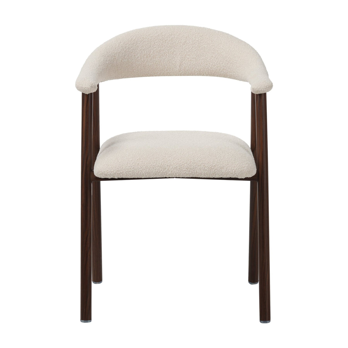 Eetkamerstoelen - Japandi Eetkamerstoel Beige Bouclé Suki - Walnoot Frame - Met Armleuning - Dimehouse
