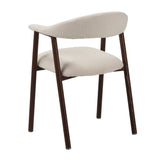 Eetkamerstoelen - Japandi Eetkamerstoel Beige Bouclé Suki - Walnoot Frame - Met Armleuning - Dimehouse