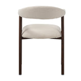 Eetkamerstoelen - Japandi Eetkamerstoel Beige Bouclé Suki - Walnoot Frame - Met Armleuning - Dimehouse