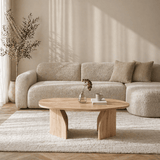 Salontafels - Organische Salontafel Eiken Melamine Japandi - 105x65 cm - Rack - Dimehouse