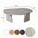 Salontafels - Organische Salontafel Travertin Melamine Japandi - 105x65 cm - Rack - Dimehouse