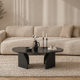 Tavolino Rock ovale nero 100 x 60 cm Legno composito rivestito in melammina