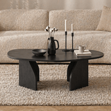 Tavolino Rock ovale nero 100 x 60 cm Legno composito rivestito in melammina