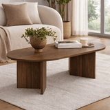 Tavolino ovale melaminico noce - Japandi - 119x60 cm - Sota
