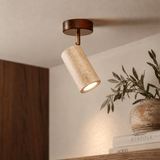 Hanglampen - Plafondlamp spot – Walnoot & Travertin - Akari - Dimehouse