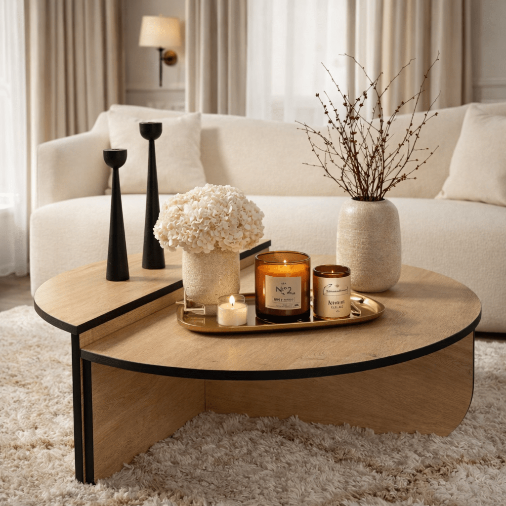 Tavolino rotondo 85 cm Melaminico effetto rovere naturale Orin