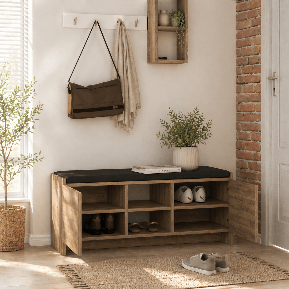 Scarpiera Melaminico Rovere Moro - sei scomparti - 110x43x37 cm - Zulla