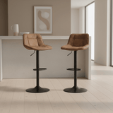 Set di 2 sgabelli da bar girevoli industriali in tessuto microfibra marrone Keston - regolabili