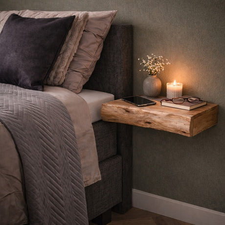 Set di 2 comodini galleggianti in legno di acacia Freya Large