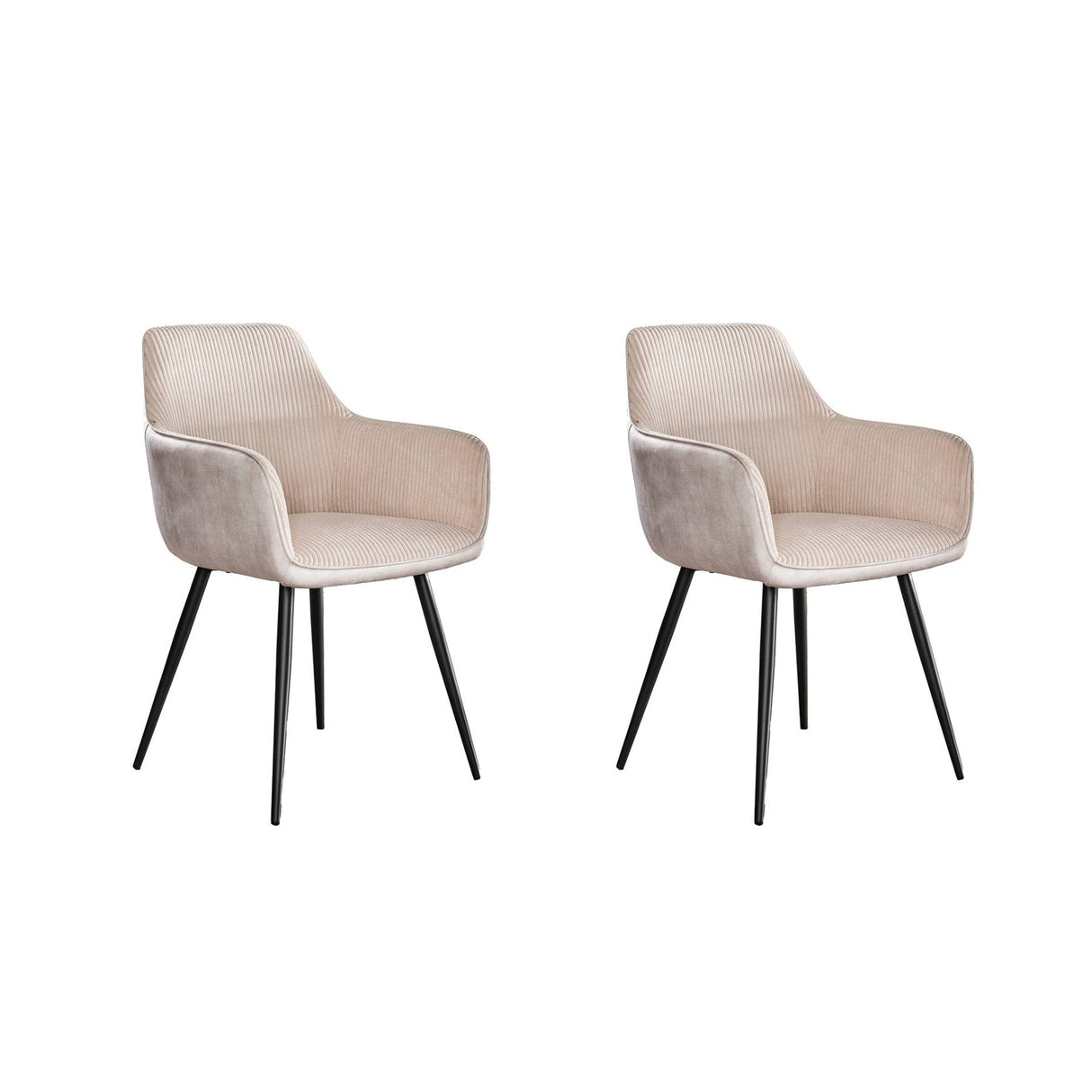 Eetkamerstoelen - Set van 2 eetkamerstoelen Rivo Rib Rock Ivoor - Dimehouse