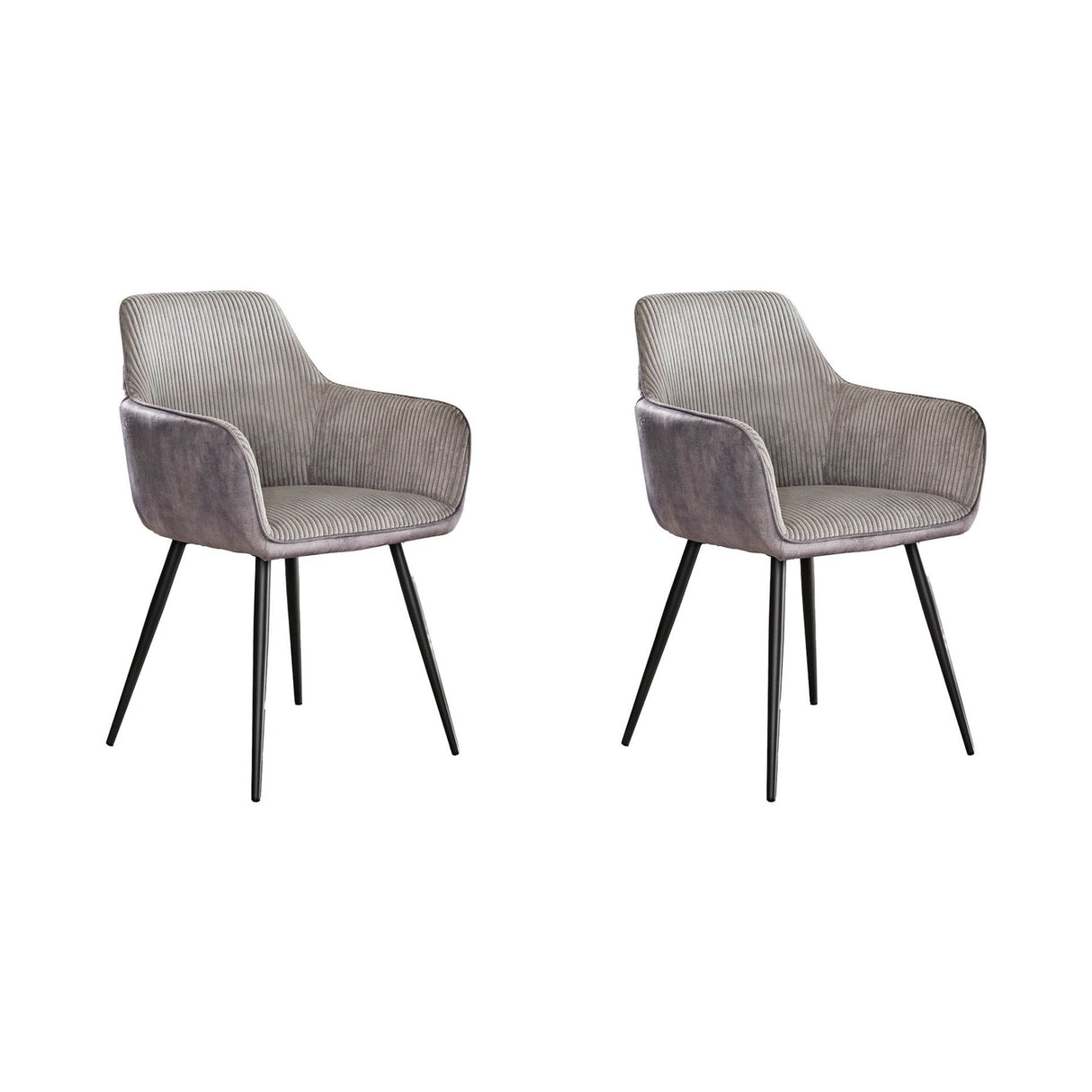 Eetkamerstoelen - Set van 2 eetkamerstoelen Rivo Rib Rock Zilver - Dimehouse