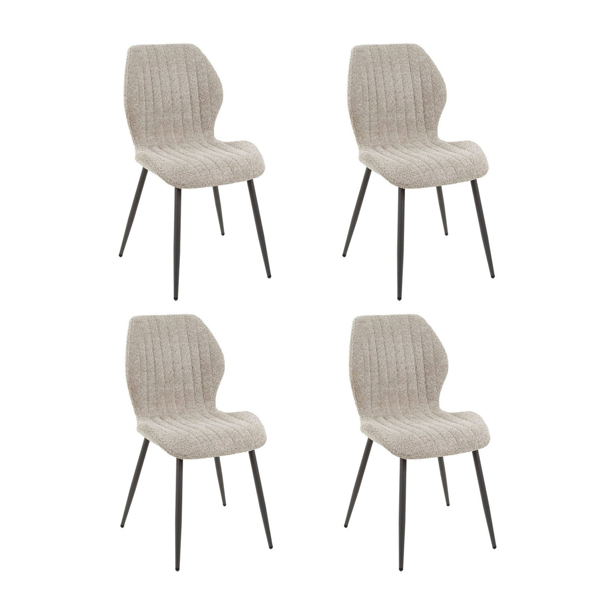 Eetkamerstoelen - Set van 4 eetkamerstoelen Luna Bouclé Zand - Dimehouse