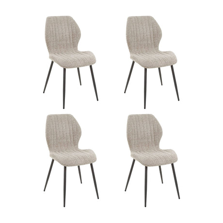Set di 4 sedie per sala da pranzo Luna Bouclé Sand