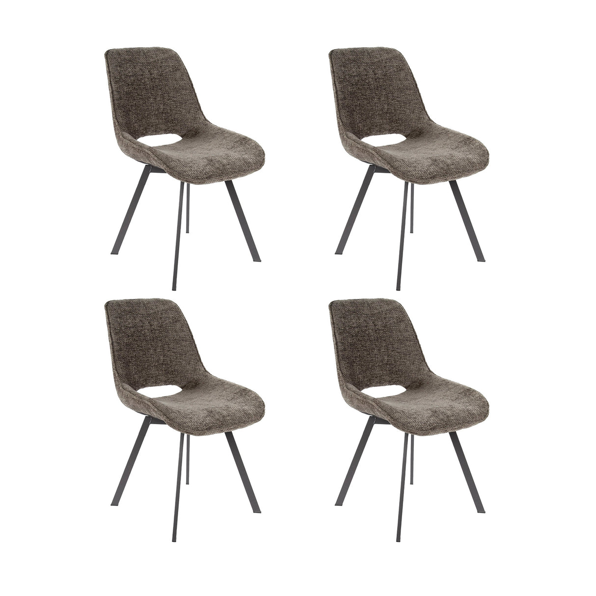 Eetkamerstoelen - Set van 4 eetkamerstoelen Riviera Rich Taupe draaibaar - Dimehouse