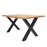 Eettafels - Eettafel Revi Eikenhout - Boomstamvorm - Zwarte X - poot - Dimehouse