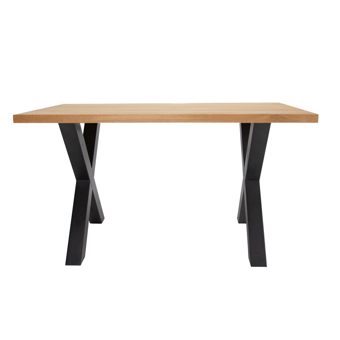 Eettafels - Industriële Eettafel Eikenhout X - poot Zwart Rover - Dimehouse