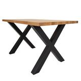 Eettafels - Industriële Eettafel Eikenhout X - poot Zwart Rover - Dimehouse