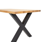 Eettafels - Industriële Eettafel Eikenhout X - poot Zwart Rover - Dimehouse