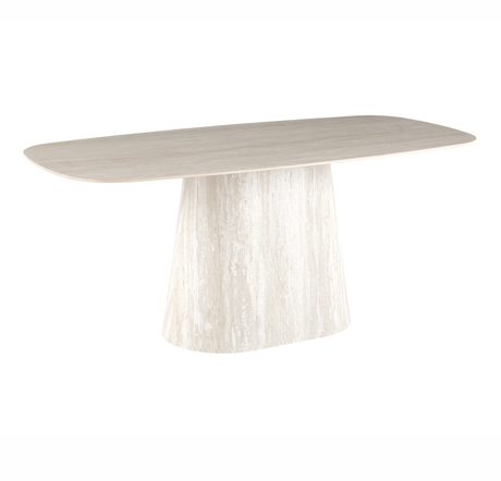 Eettafels-Sintered Stone Marmerlook Travertin Eettafel Lea 180x90 cm - Deens Ovaal-Dimehouse