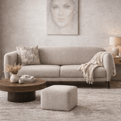 Divano letto in tessuto di lino beige a 3 posti - Venus