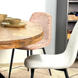 Set di 4 sedie da pranzo scandinave in tessuto ciniglia rosa antico Swift - Senza braccioli