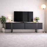 TV Meubels - TV Meubel Antraciet Luxe 180x50x30 - Zilver Frame - Dimehouse