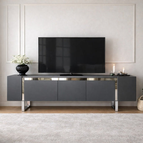 Mobile TV Antracite Yildiz 180x50x30 - Cornice Argento