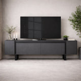 TV Meubels - TV Meubel Antraciet Yildiz 180x50x30 - Zwart Frame - Dimehouse