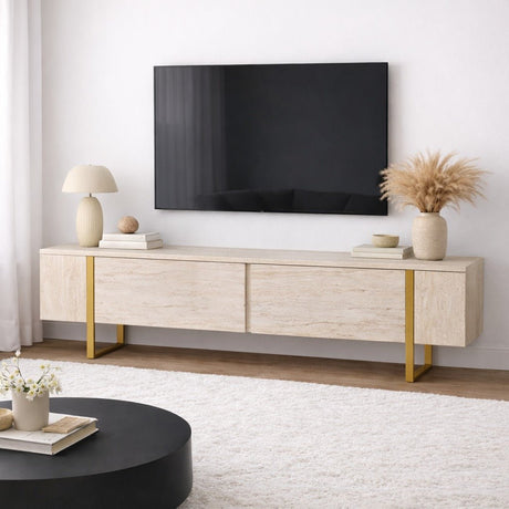 Mobile TV Beige Melamina Fouden Cornice Blitz 50x180x29,5 cm